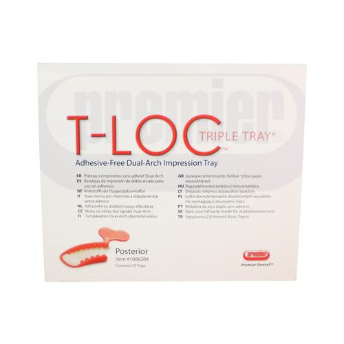 Premier Dental 1006204 T-Loc Posterior Dual Arch Adhesive Free Triple Tray 35/Bx Premier Dental 1006204 T-Loc Posterior Dual Arch Adhesive Free Triple Tray 35/Bx